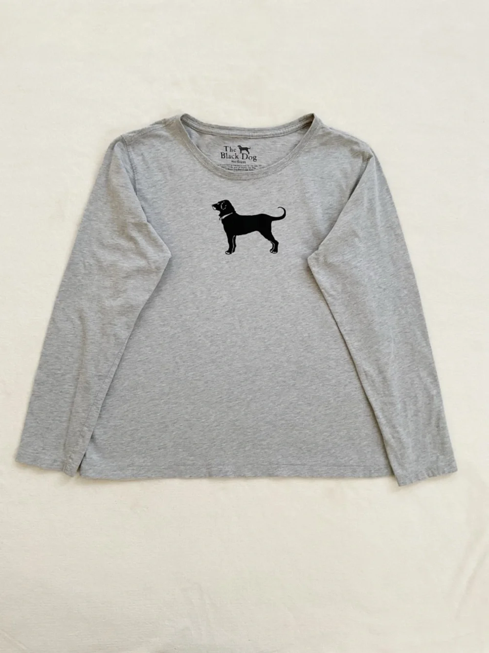 The Black Dog Long Sleeve Tee Gray Logo Graphic Shirt Medium Coastal Preppy